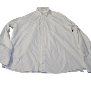 KM Krizia Italy Mens Button Up Shirt White Size 34/35 100's Cotton Tuxedo